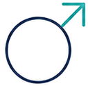 Male gender symbol: circle with an arrow pointing up and to the right (Mars symbol).